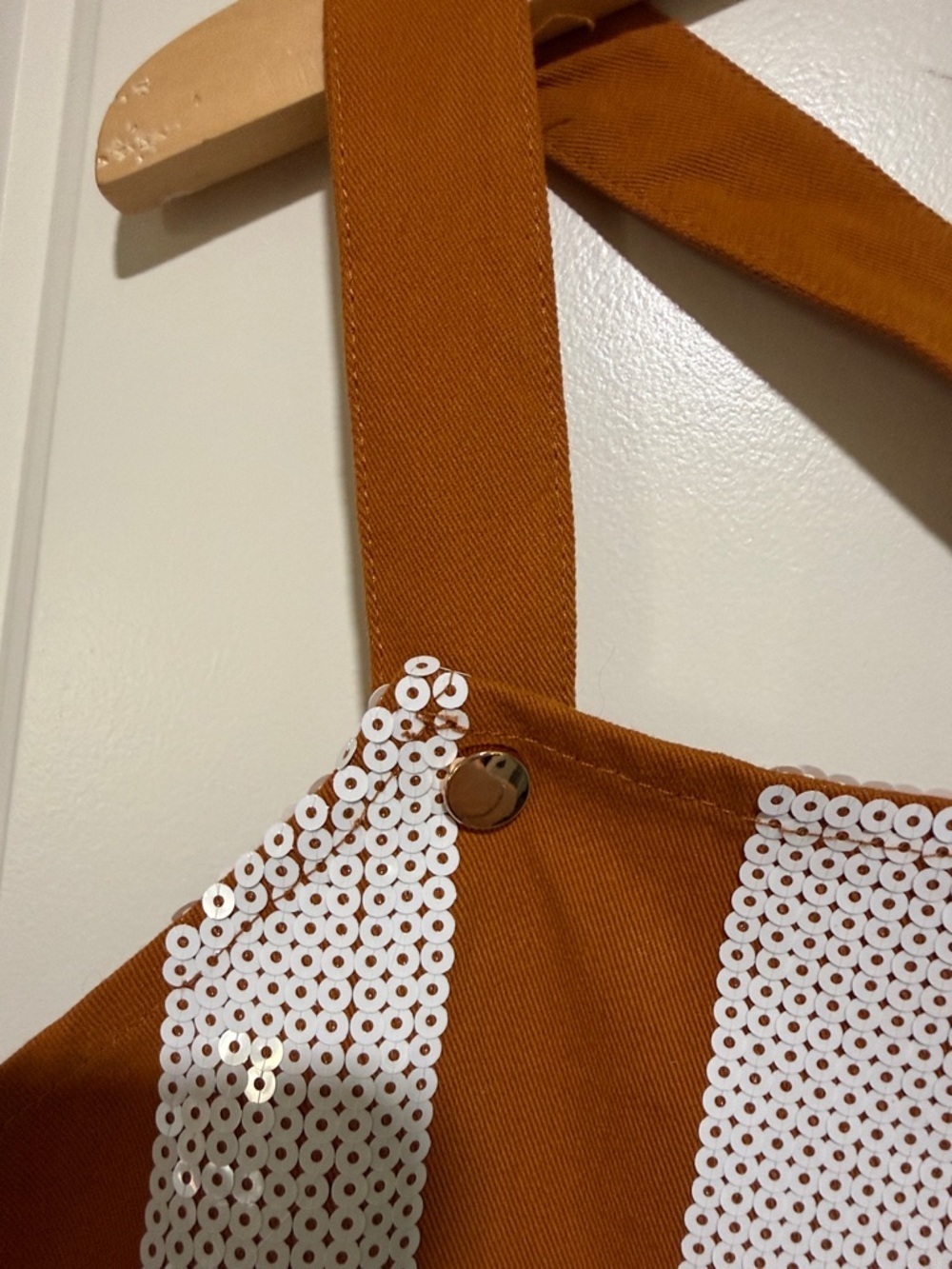 QUEEN OF SPARKLES Rust Orange and White Striped Pinafore Dress Xs Texas - Picture 3 of 9